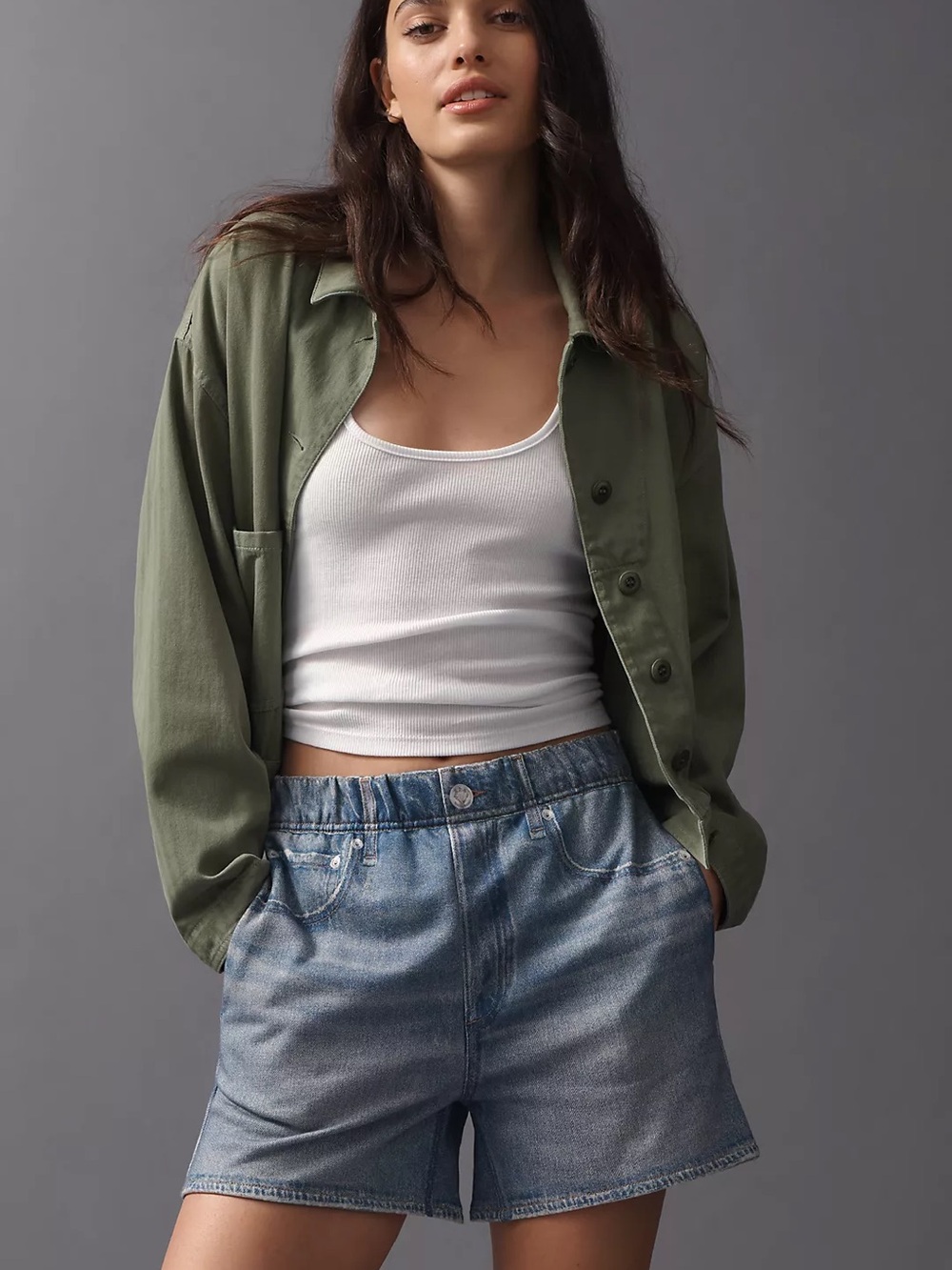 Denim High-Waist Relaxed Women's Shorts - Blue